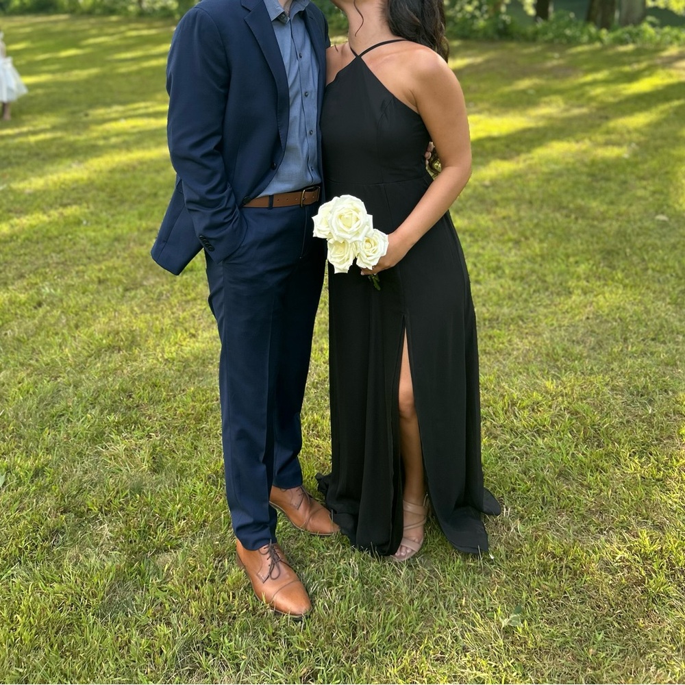Elegant Black bridesmaid dress with Slit